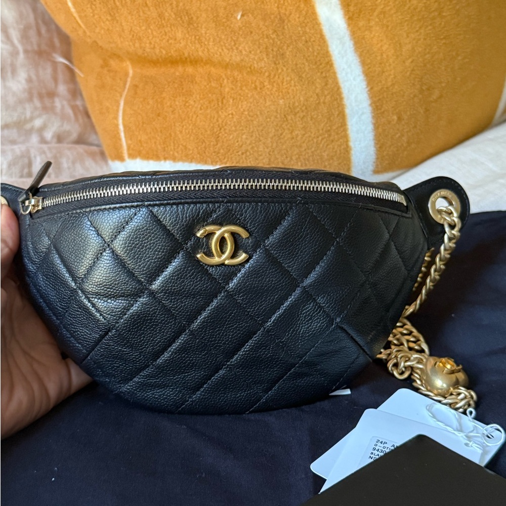 Chanel Black Quilted Crossbody Bag with Gold Accents